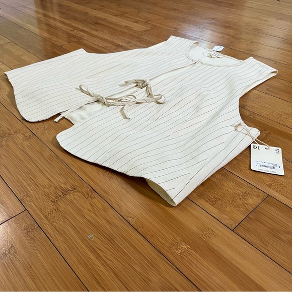 a.n.a Cream Pin Stripe Tie-Front Vest Layering Top NWT Coastal Cowgirl - Picture 6 of 8